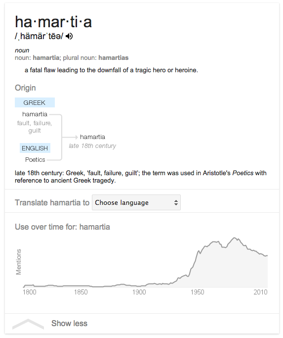 Google defines Hamartia